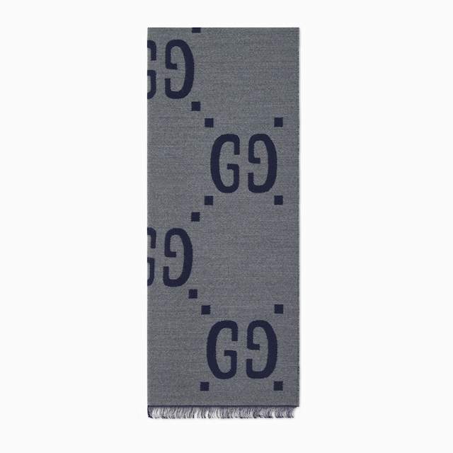 GG jacquard wool silk scarf