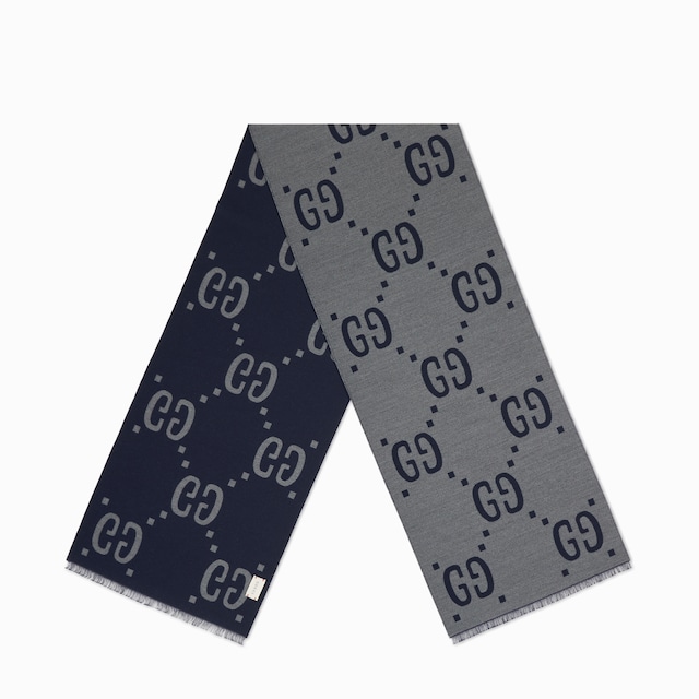 GG jacquard wool silk scarf