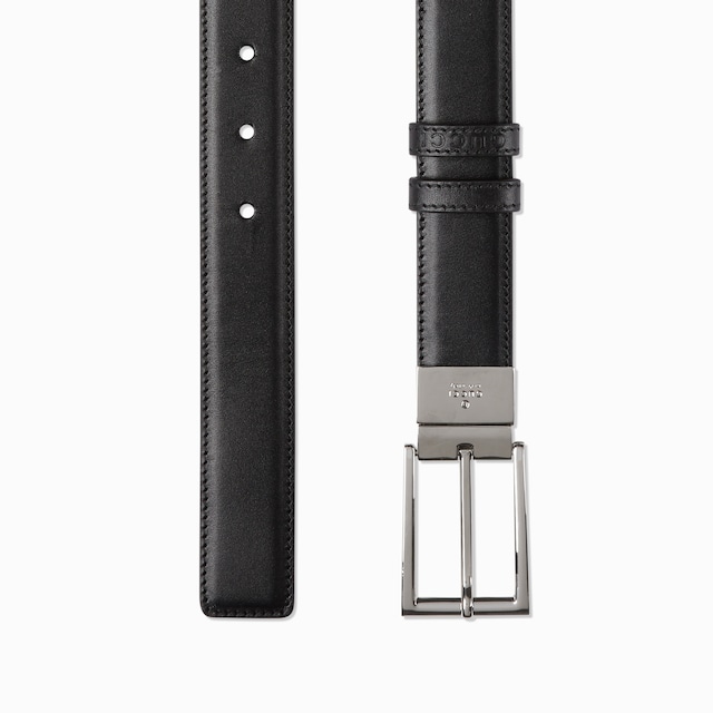 Reversible belt with rectangular buckle