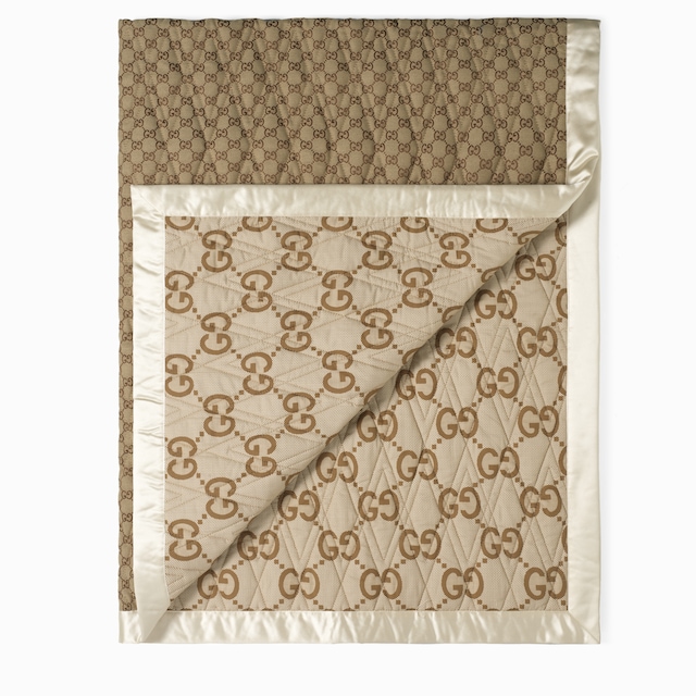 Double-sided GG quilted cotton blanket