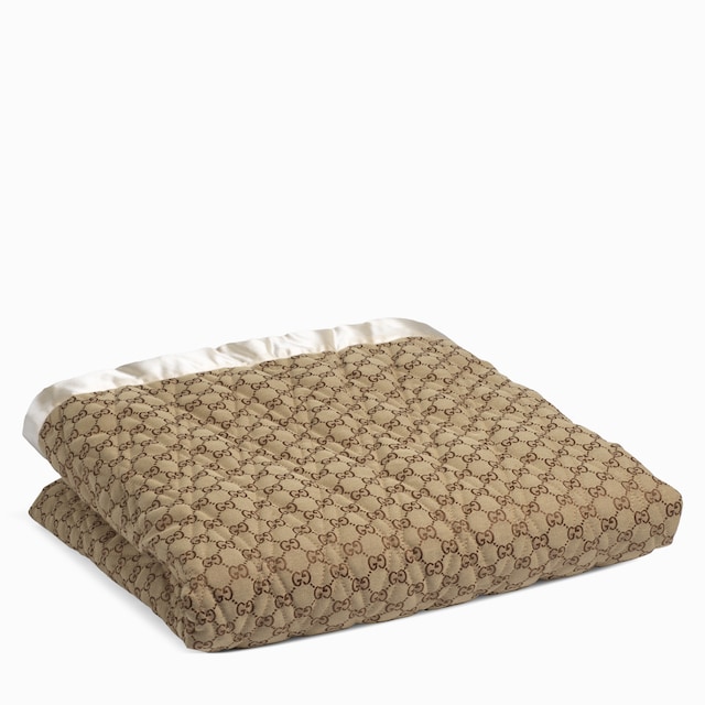 Double-sided GG quilted cotton blanket