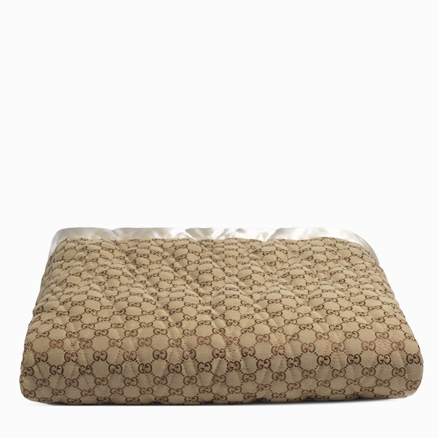 Double-sided GG quilted cotton blanket
