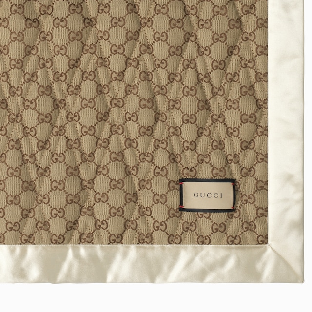 Double-sided GG quilted cotton blanket