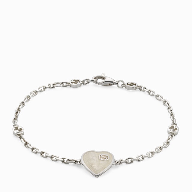 ブレスレット [GUCCI] Silver Engraved Heart Motif Trademark Bracelet Gucci Silver Engraved Heart Motif Trademark Bracelet, Size