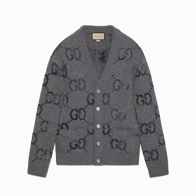 Wool cardigan with GG intarsia