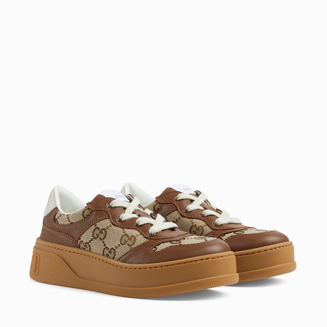 Children's leather platform trainer
