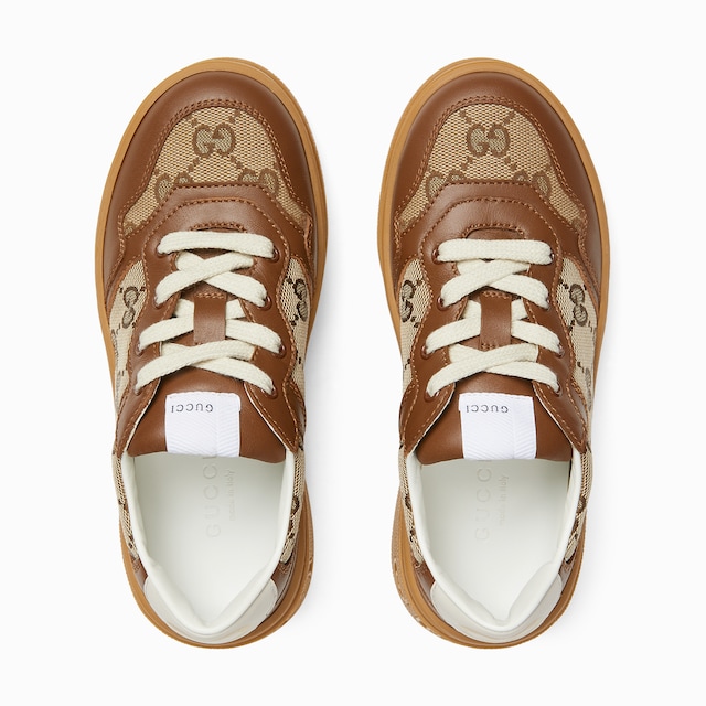 Children's leather platform trainer