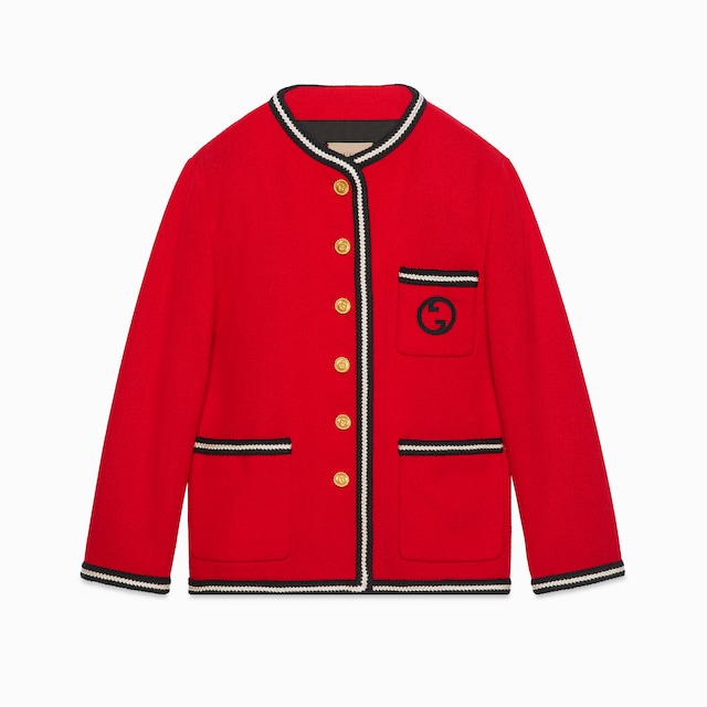 Tweed jacket with Round Interlocking G