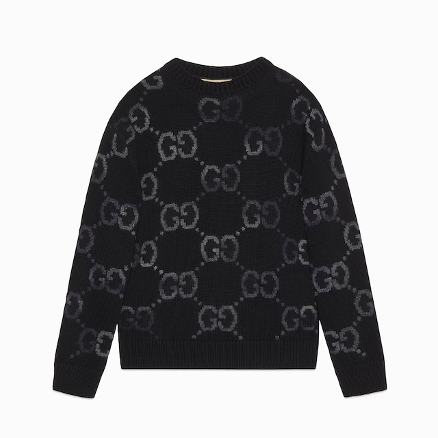 Wool sweater with GG intarsia