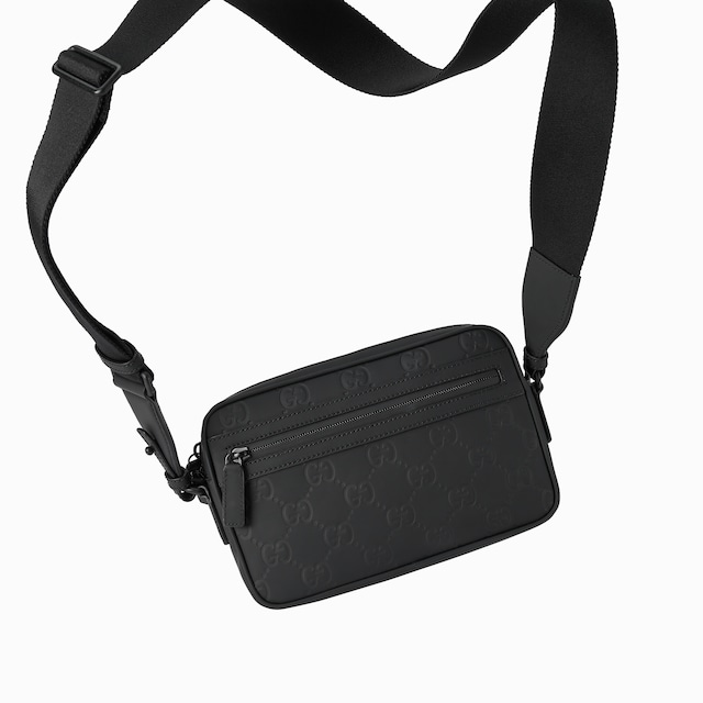 Rubber-effect small crossbody bag