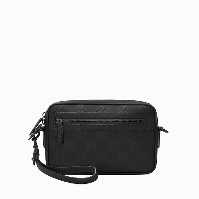 Rubber-effect small crossbody bag