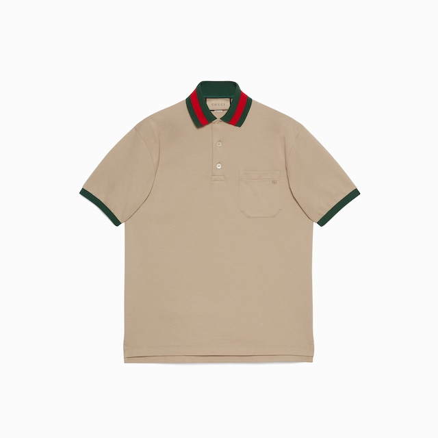 Cotton piquet polo with Web collar