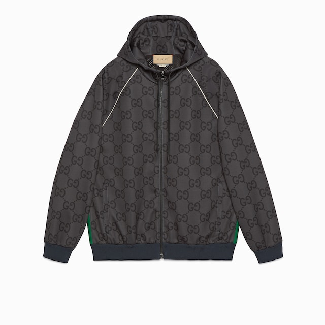 Chaqueta de lona GG jumbo con zipper y tribanda Web