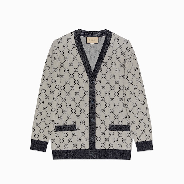 GUCCI カーディガン　キッズ　アウター　パーカー　8A 120ほど Children's GG wool jacquard cardigan in light grey and grey