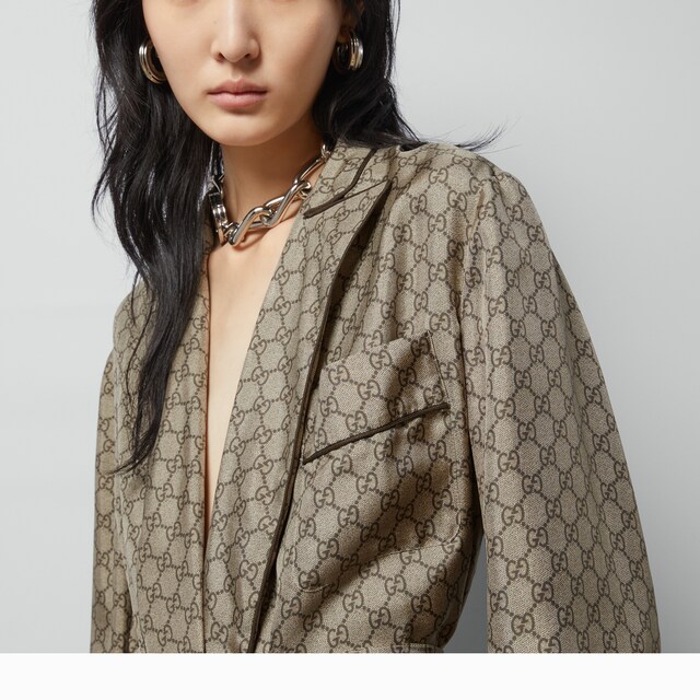 GG Supreme print silk shirt - image 4