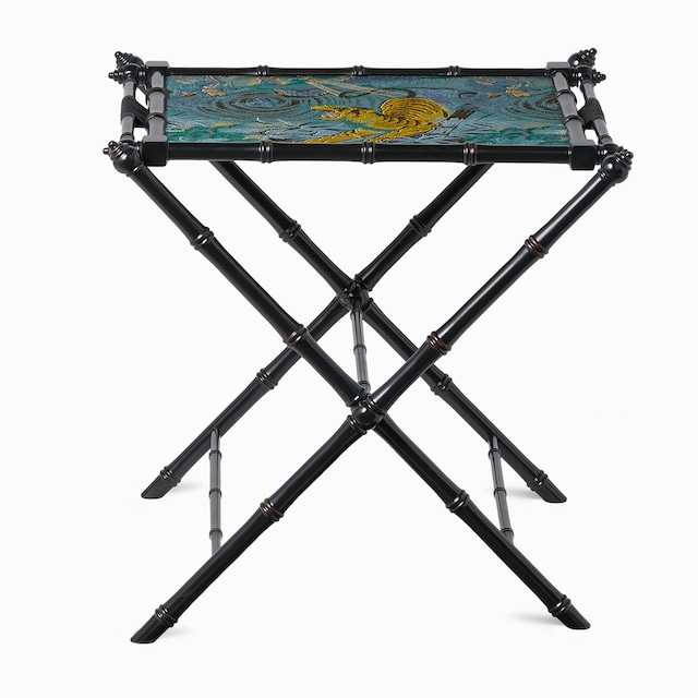 Plateau pliant en bois tendu de jacquard tigre