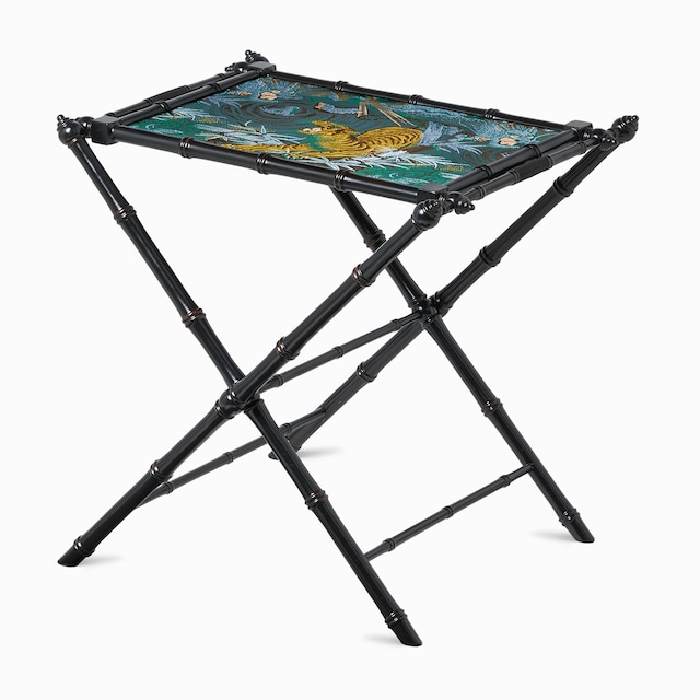 Plateau pliant en bois tendu de jacquard tigre