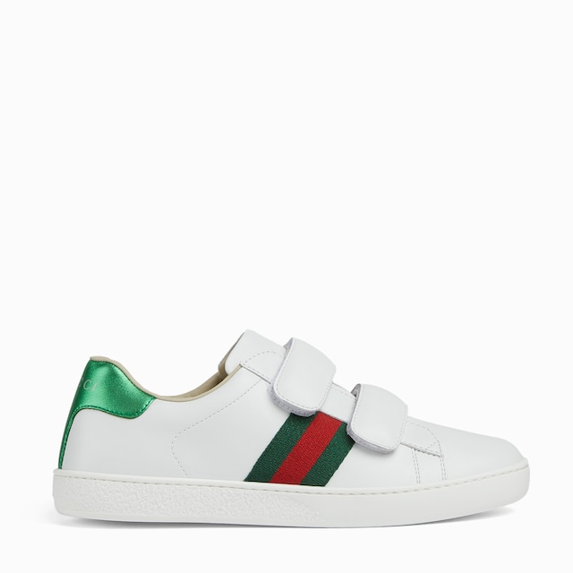 新品　グッチ　キッズ シューズ　バレエシューズ Children's Gucci Ace leather sneaker in white leather