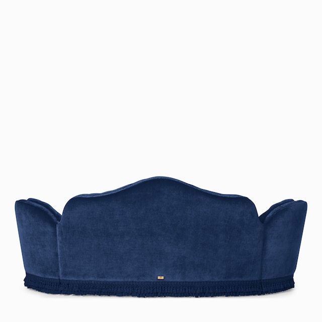 Capitonné camelback velvet sofa