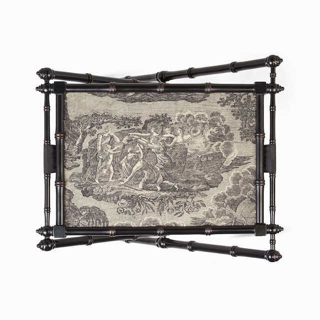 Plateau pliant en bois avec imprimé toile de Jouy