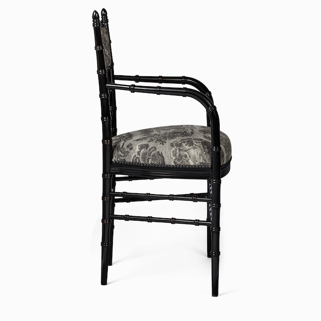 Chiavari-Stuhl mit Armlehne und Toile-de-Jouy-Print