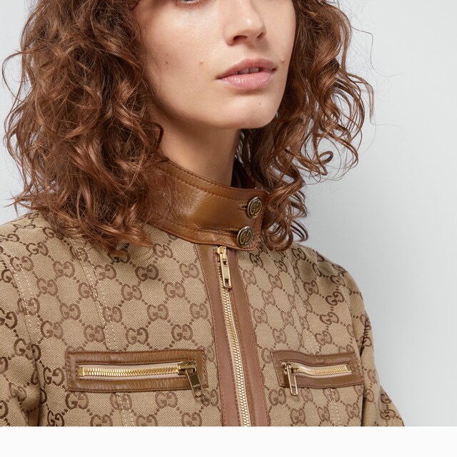 GG canvas jacket with leather trim - image 5