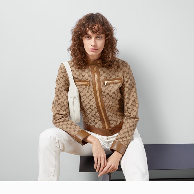 GG canvas jacket with leather trim - image 3
