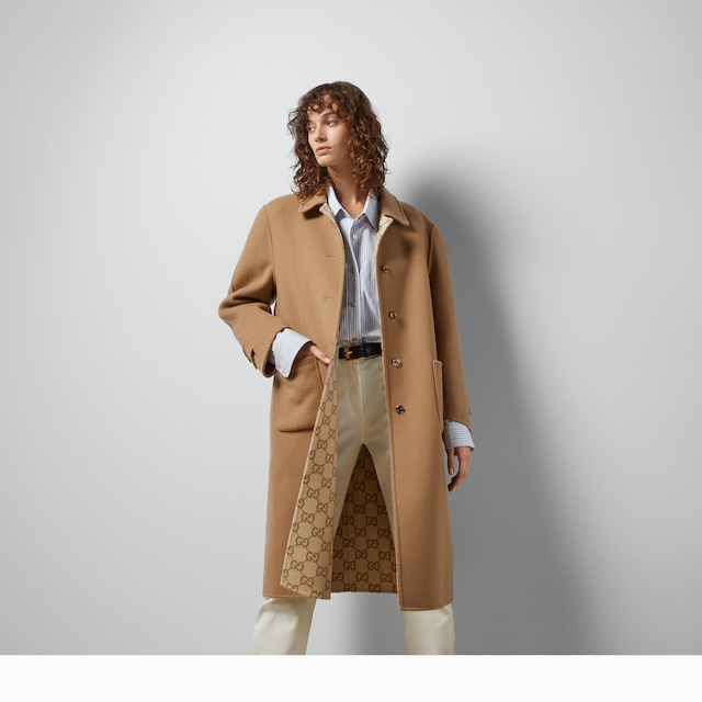 Reversible GG wool coat - image 5