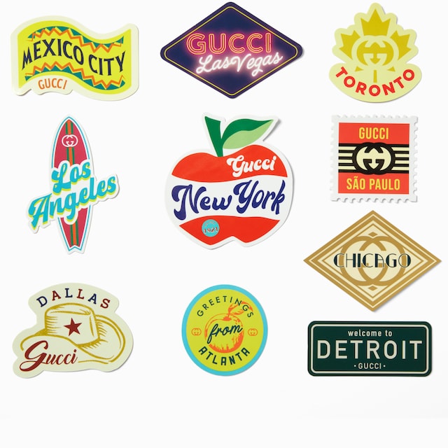 Gucci Cities luggage stickers