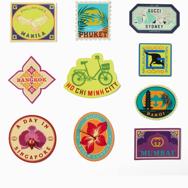 Gucci Cities luggage stickers