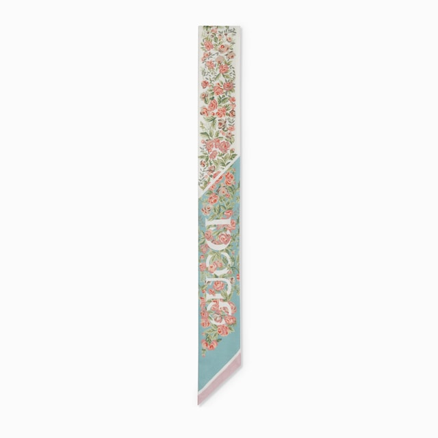 Nastro in seta con stampa Morsetto GG in avorio | GUCCI® IT