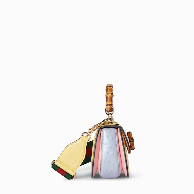 Mini sac à main Gucci Bamboo 1947 en autruche