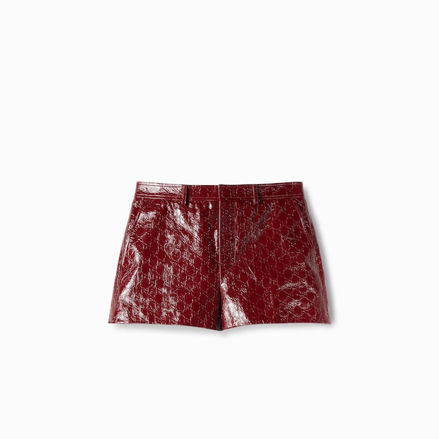 Short de piel brillante con GG en relieve