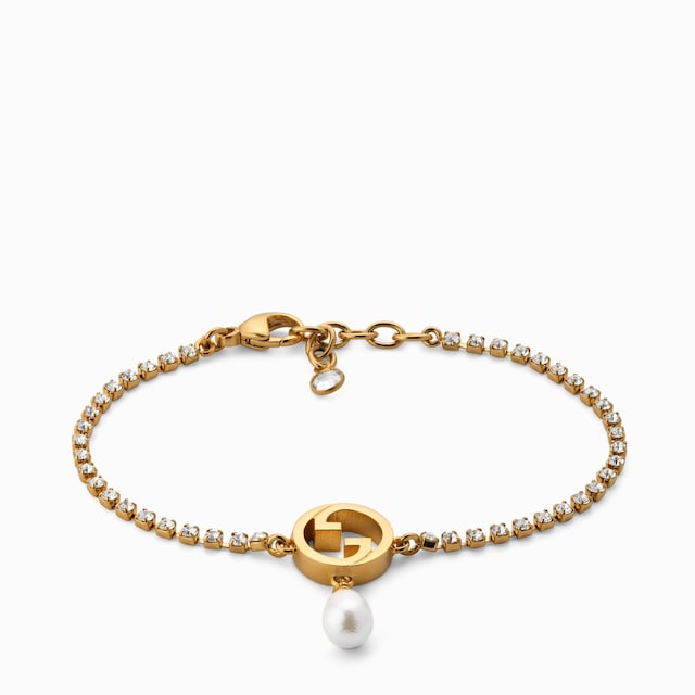 Gucci Interlocking pearl bracelet in light gold-toned brass