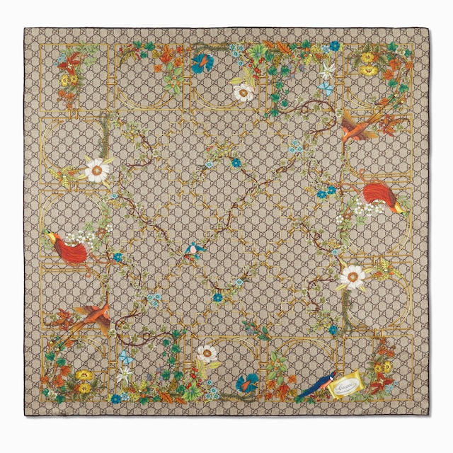 【関税&送料込】Gucci Silk Foulard With Floral Print Printed Flora silk twill carré in multicolor | GUCCI® US
