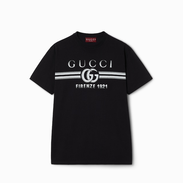 Cotton jersey T-shirt with Gucci print