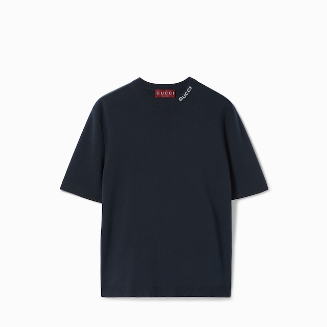 Silk cotton T-shirt with Gucci intarsia