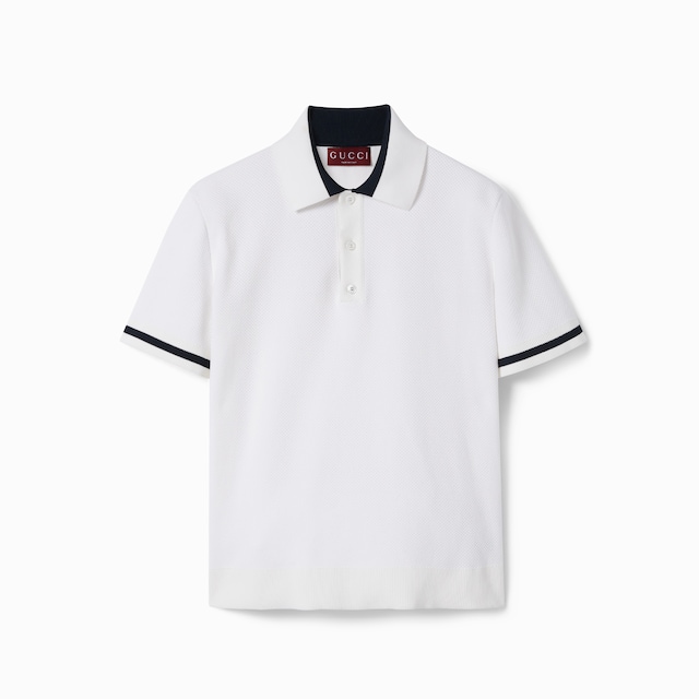 Knit cotton polo shirt with intarsia