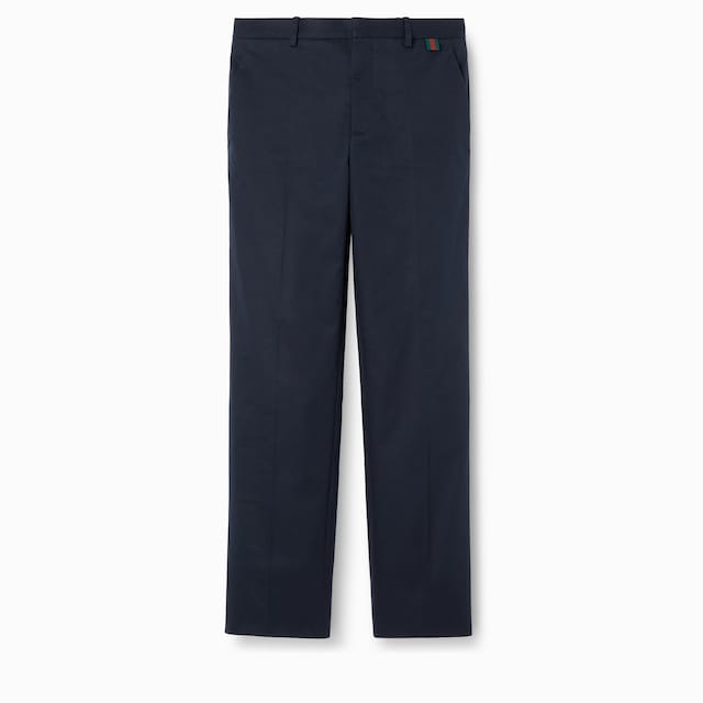 Pantaloni in doppio twill di cotone con nastro Web
