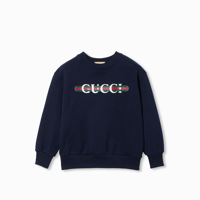 Children's cotton sweatshirt with print in white | GUCCI® US