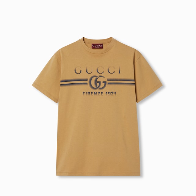 Cotton jersey T-shirt with Gucci print