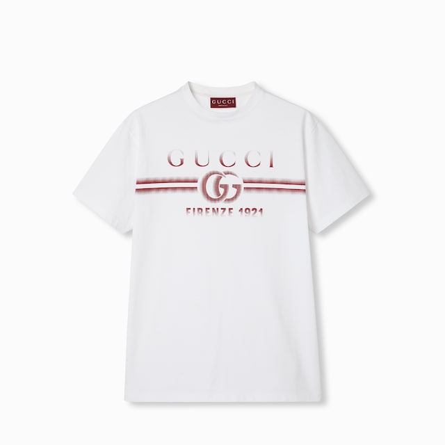 Cotton jersey T-shirt with Gucci print
