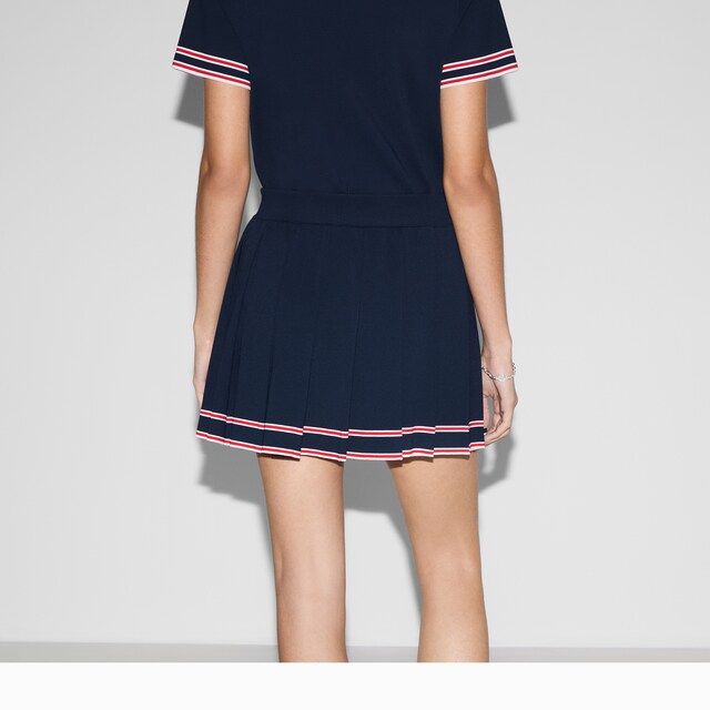 Pleated skirt with striped trim - image 5
