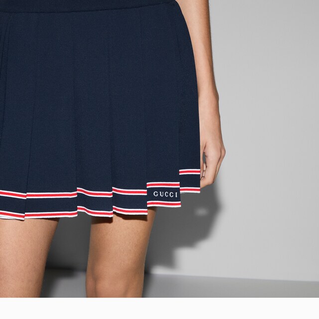 Pleated skirt with striped trim - image 2