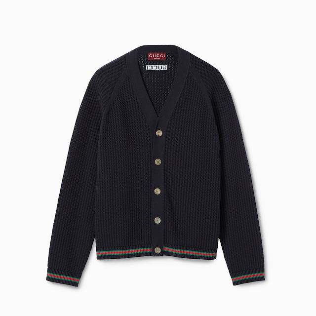 Ajour cotton knit cardigan with Web