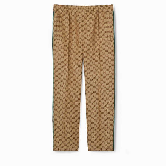 Pantalone da jogging in tessuto di misto lino con motivo GG