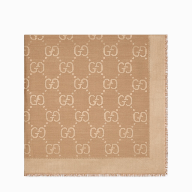 GG jacquard silk wool shawl