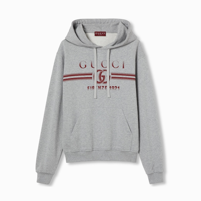 Printed cotton jersey hooded sweatshirt