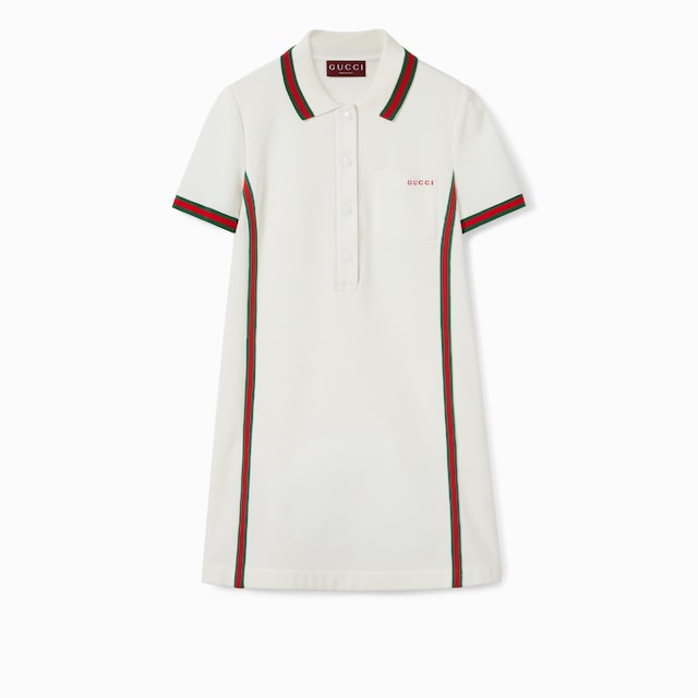 Cotton crêpe piquet polo dress