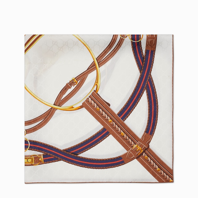 Printed silk jacquard carré